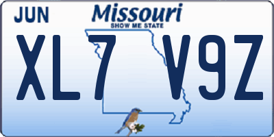 MO license plate XL7V9Z