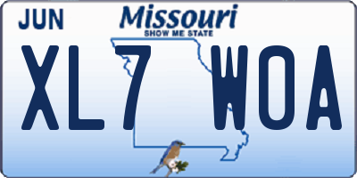 MO license plate XL7W0A