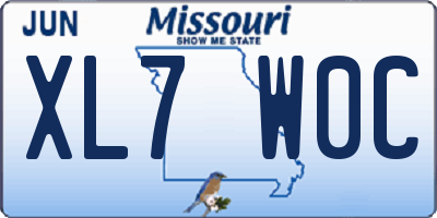 MO license plate XL7W0C