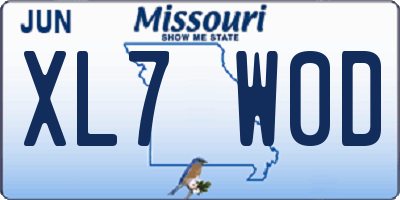 MO license plate XL7W0D