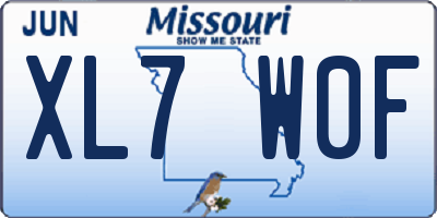 MO license plate XL7W0F