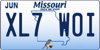 MO license plate XL7W0I