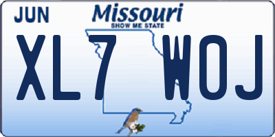 MO license plate XL7W0J