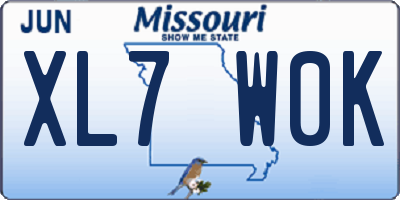 MO license plate XL7W0K
