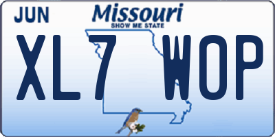 MO license plate XL7W0P