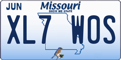 MO license plate XL7W0S