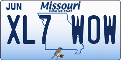 MO license plate XL7W0W