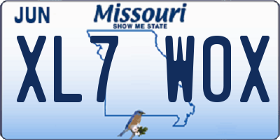 MO license plate XL7W0X