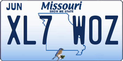 MO license plate XL7W0Z