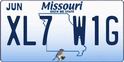MO license plate XL7W1G