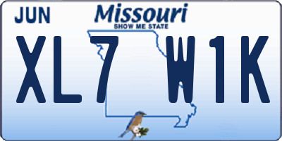 MO license plate XL7W1K
