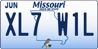 MO license plate XL7W1L