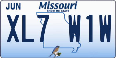 MO license plate XL7W1W