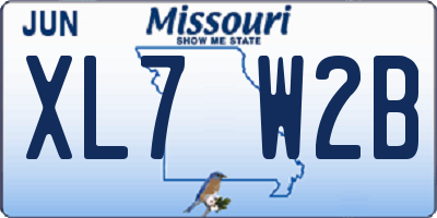 MO license plate XL7W2B
