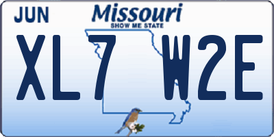 MO license plate XL7W2E