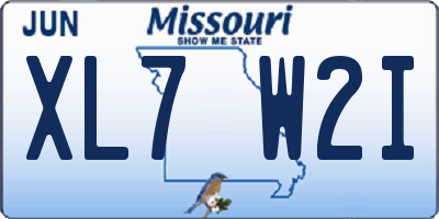 MO license plate XL7W2I