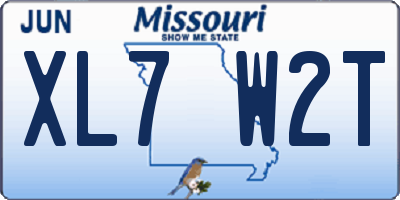 MO license plate XL7W2T