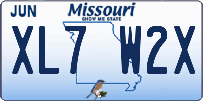 MO license plate XL7W2X