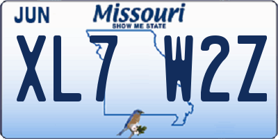 MO license plate XL7W2Z