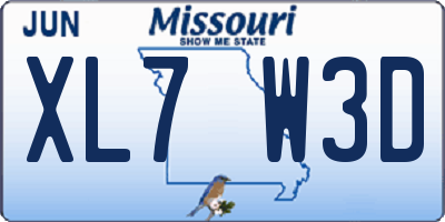 MO license plate XL7W3D