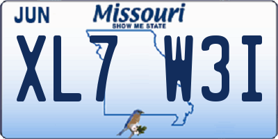 MO license plate XL7W3I