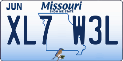 MO license plate XL7W3L