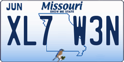 MO license plate XL7W3N