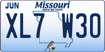 MO license plate XL7W3O