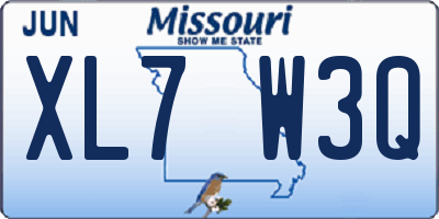 MO license plate XL7W3Q