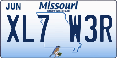 MO license plate XL7W3R