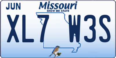 MO license plate XL7W3S