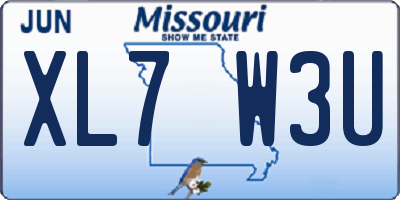 MO license plate XL7W3U