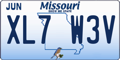MO license plate XL7W3V