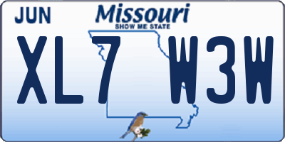 MO license plate XL7W3W