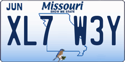 MO license plate XL7W3Y