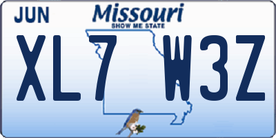 MO license plate XL7W3Z