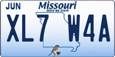 MO license plate XL7W4A