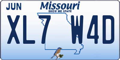 MO license plate XL7W4D