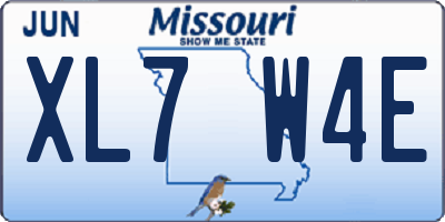 MO license plate XL7W4E