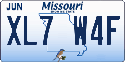MO license plate XL7W4F