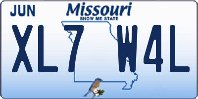 MO license plate XL7W4L