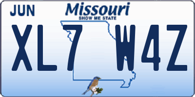 MO license plate XL7W4Z