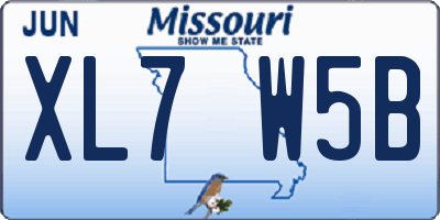 MO license plate XL7W5B