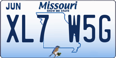 MO license plate XL7W5G