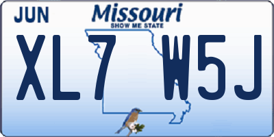 MO license plate XL7W5J