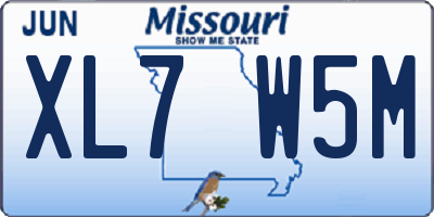MO license plate XL7W5M
