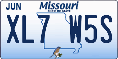 MO license plate XL7W5S