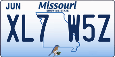 MO license plate XL7W5Z