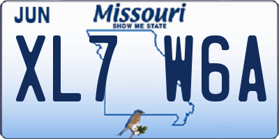 MO license plate XL7W6A