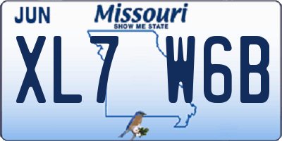 MO license plate XL7W6B